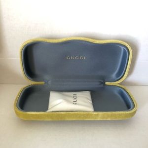 Gucci glasses case with bag. Gold/chartreuse